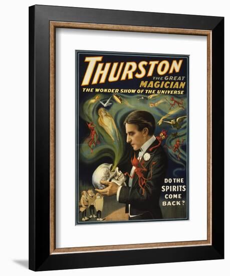 Thurston the Great Magician Holding Skull Magic Poster-Lantern Press-Framed Art Print