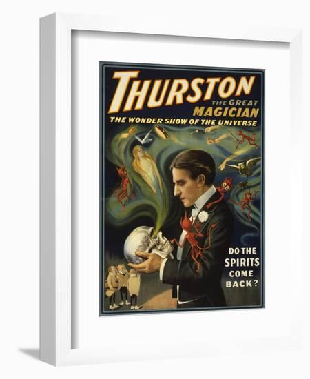 Thurston the Great Magician Holding Skull Magic Poster-Lantern Press-Framed Art Print