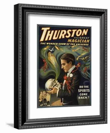 Thurston the Great Magician Holding Skull Magic Poster-Lantern Press-Framed Art Print