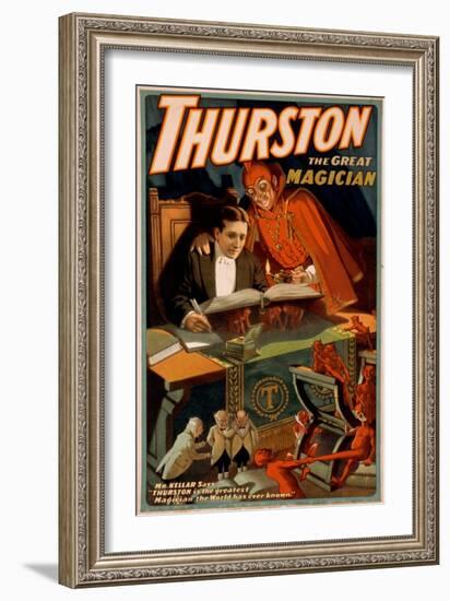 Thurston the Great Magician with Devil Magic Poster-Lantern Press-Framed Art Print