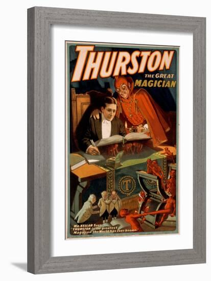 Thurston the Great Magician with Devil Magic Poster-Lantern Press-Framed Art Print