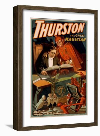 Thurston the Great Magician with Devil Magic Poster-Lantern Press-Framed Art Print