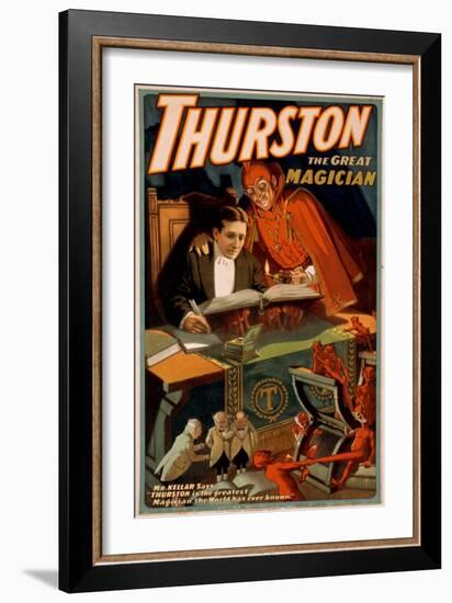 Thurston the Great Magician with Devil Magic Poster-Lantern Press-Framed Art Print