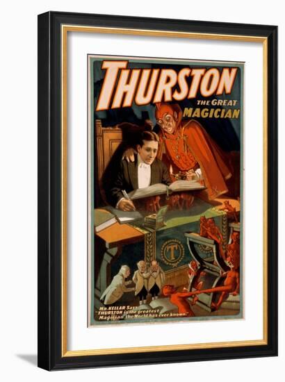 Thurston the Great Magician with Devil Magic Poster-Lantern Press-Framed Art Print