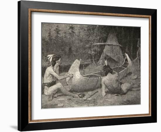 Thus the Birch Canoe was Builded... In the Bosom of the Forest, from The Song of Hiawatha by Henry-Frederic Sackrider Remington-Framed Giclee Print