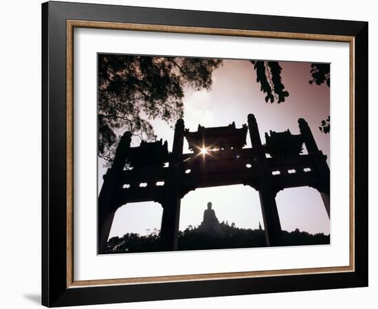 Tian Tan Buddhais Framed by a Chinese Gate at Ngong Ping-Andrew Watson-Framed Photographic Print