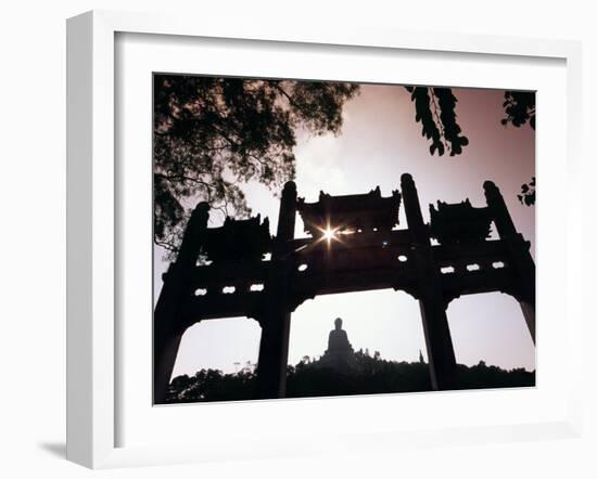 Tian Tan Buddhais Framed by a Chinese Gate at Ngong Ping-Andrew Watson-Framed Photographic Print