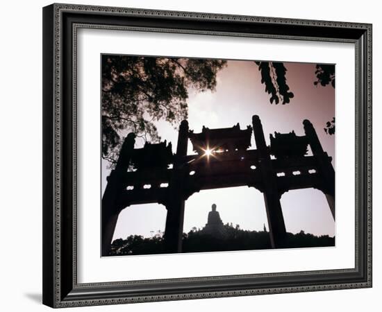 Tian Tan Buddhais Framed by a Chinese Gate at Ngong Ping-Andrew Watson-Framed Photographic Print