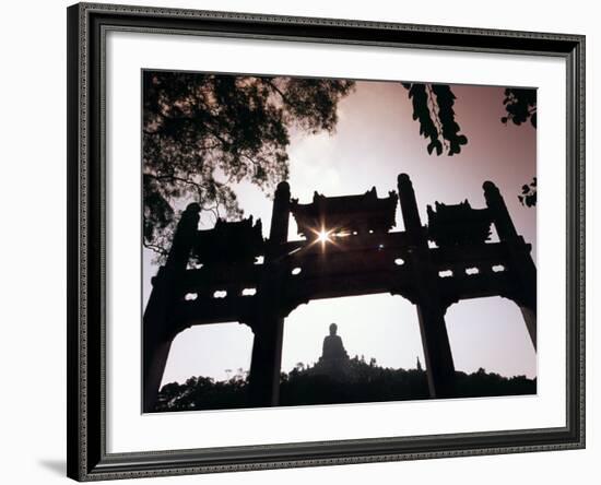 Tian Tan Buddhais Framed by a Chinese Gate at Ngong Ping-Andrew Watson-Framed Photographic Print