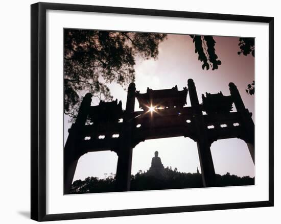 Tian Tan Buddhais Framed by a Chinese Gate at Ngong Ping-Andrew Watson-Framed Photographic Print