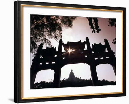 Tian Tan Buddhais Framed by a Chinese Gate at Ngong Ping-Andrew Watson-Framed Photographic Print