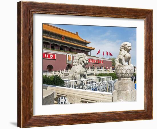 Tiananmen Sqaure in Front of Portrait of Mao Zedong on Gate of Heavenly Peace (Tiananmen Gate)-Gavin Hellier-Framed Photographic Print