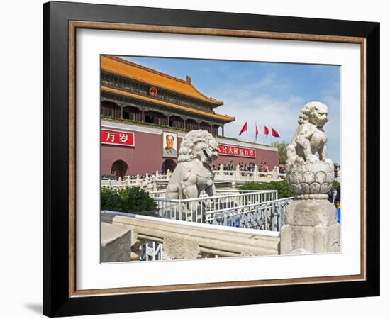 Tiananmen Sqaure in Front of Portrait of Mao Zedong on Gate of Heavenly Peace (Tiananmen Gate)-Gavin Hellier-Framed Photographic Print