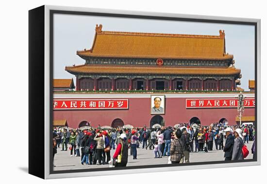 Tiananmen Sqaure in Front of Portrait of Mao Zedong on Gate of Heavenly Peace (Tiananmen Gate)-Gavin Hellier-Framed Premier Image Canvas