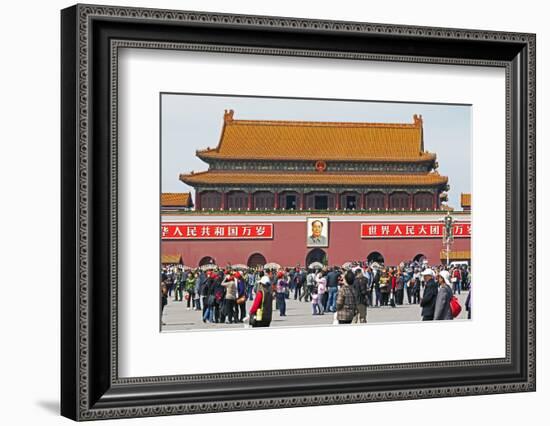 Tiananmen Sqaure in Front of Portrait of Mao Zedong on Gate of Heavenly Peace (Tiananmen Gate)-Gavin Hellier-Framed Photographic Print