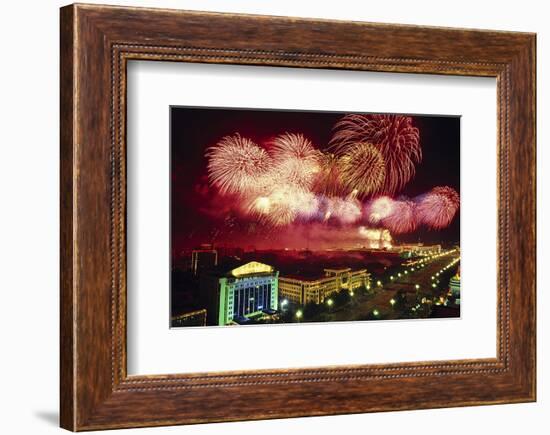 Tianemen Sq. Beijing Fireworks-null-Framed Premium Giclee Print