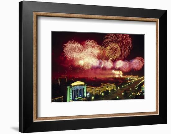 Tianemen Sq. Beijing Fireworks-null-Framed Premium Giclee Print