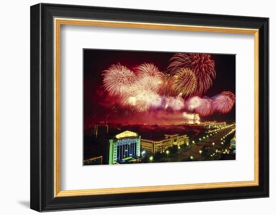 Tianemen Sq. Beijing Fireworks-null-Framed Premium Giclee Print