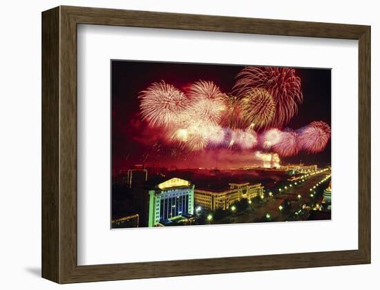 Tianemen Sq. Beijing Fireworks-null-Framed Premium Giclee Print