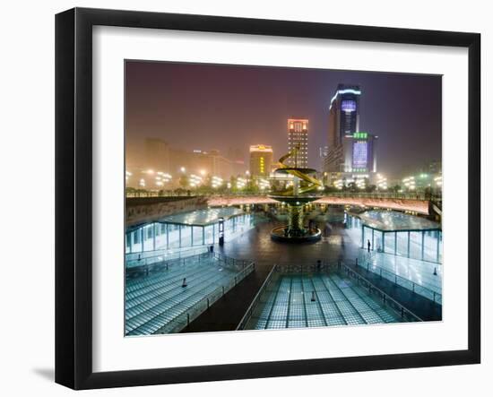 Tianfu Square at Night, Chengdu, Sichuan, China, Asia-Charles Bowman-Framed Photographic Print