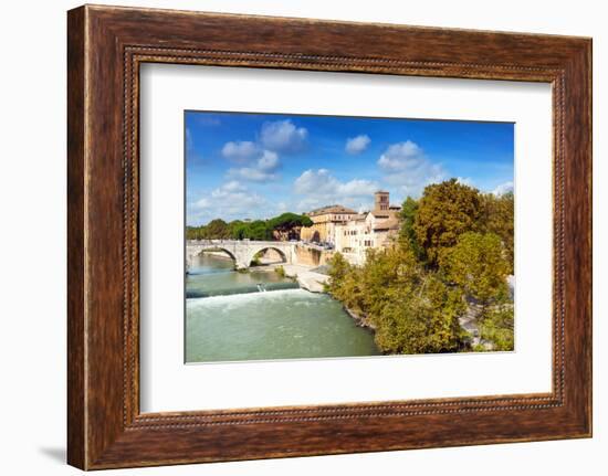 Tiber Island and Ponte Cestio (Cestius Bridge), Rome, Lazio, Italy, Europe-Nico Tondini-Framed Photographic Print