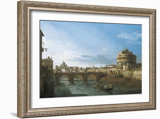 Tiber River and Castel Sant'Angelo, Rome, Circa 1742-Bernardo Bellotto-Framed Giclee Print