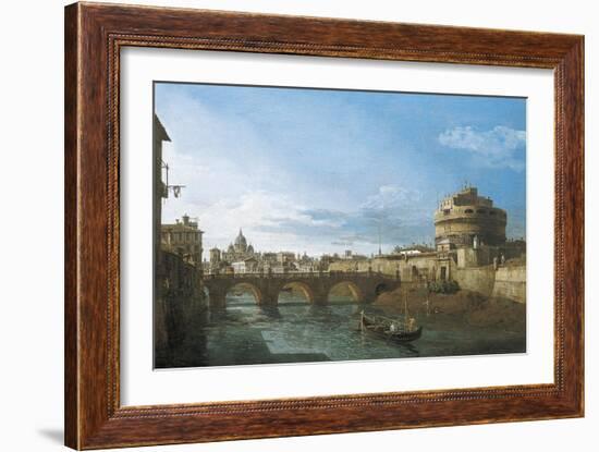 Tiber River and Castel Sant'Angelo, Rome, Circa 1742-Bernardo Bellotto-Framed Giclee Print