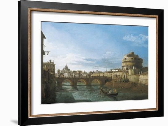 Tiber River and Castel Sant'Angelo, Rome, Circa 1742-Bernardo Bellotto-Framed Giclee Print