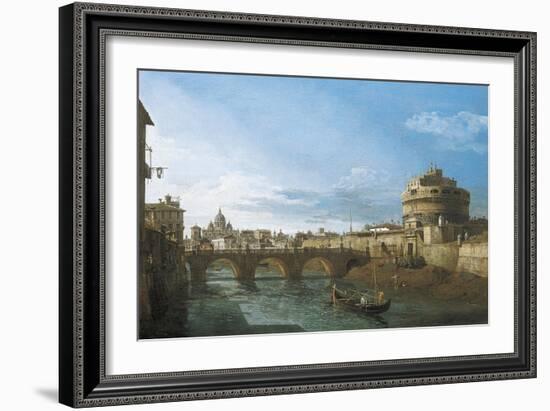 Tiber River and Castel Sant'Angelo, Rome, Circa 1742-Bernardo Bellotto-Framed Giclee Print