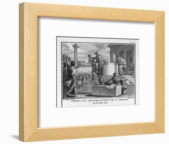 Tiberius Gracchus Unconstitutionally Deposes Octavius from the Office of Tribune-Augustyn Mirys-Framed Art Print