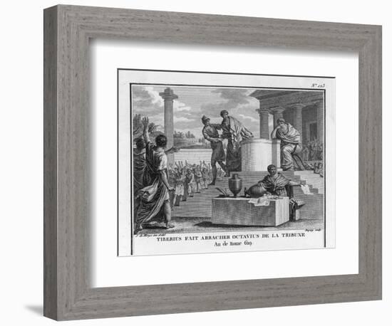 Tiberius Gracchus Unconstitutionally Deposes Octavius from the Office of Tribune-Augustyn Mirys-Framed Art Print