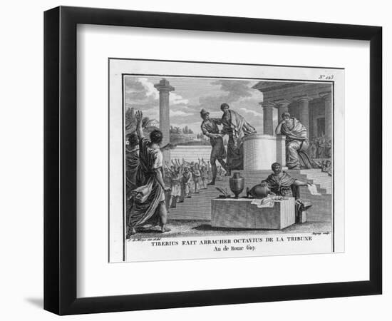 Tiberius Gracchus Unconstitutionally Deposes Octavius from the Office of Tribune-Augustyn Mirys-Framed Art Print