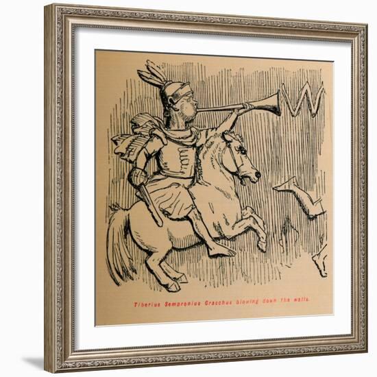 'Tiberius Sempronius Gracchus blowing down the Walls', 1852-John Leech-Framed Giclee Print