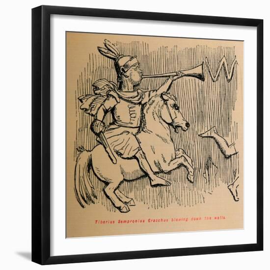 'Tiberius Sempronius Gracchus blowing down the Walls', 1852-John Leech-Framed Giclee Print