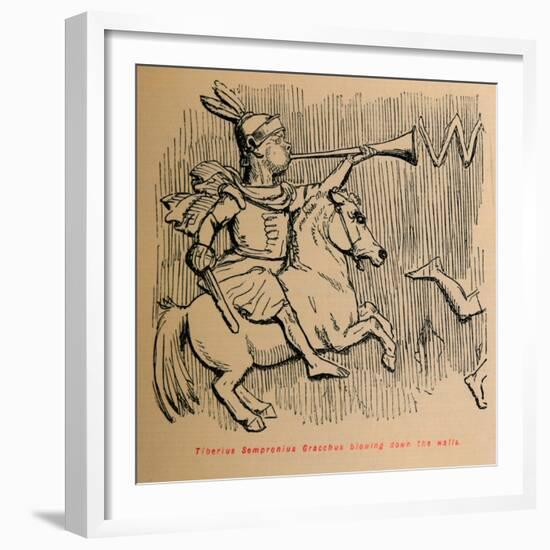 'Tiberius Sempronius Gracchus blowing down the Walls', 1852-John Leech-Framed Giclee Print