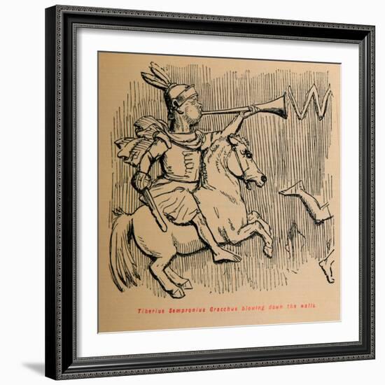 'Tiberius Sempronius Gracchus blowing down the Walls', 1852-John Leech-Framed Giclee Print