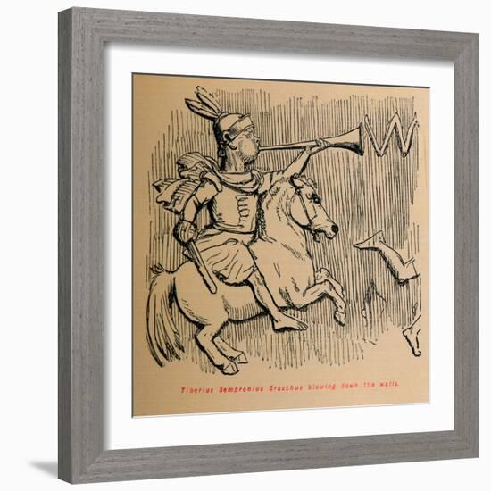 'Tiberius Sempronius Gracchus blowing down the Walls', 1852-John Leech-Framed Giclee Print