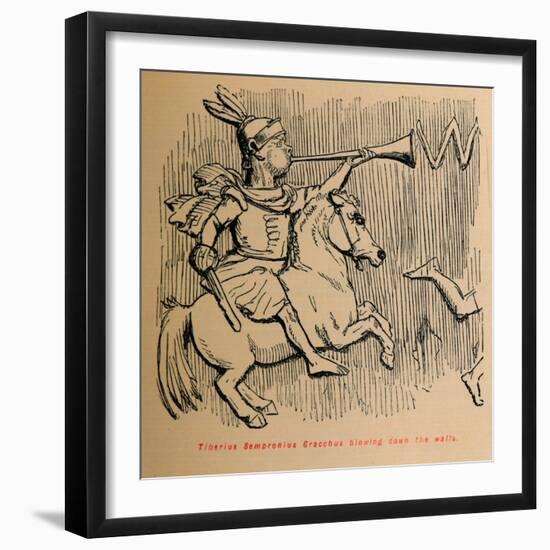 'Tiberius Sempronius Gracchus blowing down the Walls', 1852-John Leech-Framed Giclee Print