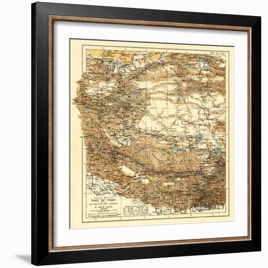 Tibet - Panoramic Map-Lantern Press-Framed Art Print