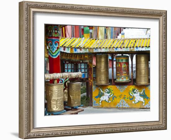 Tibetan Buddhist Prayer Wheels at Shuzheng Village, Sichuan Province, China-Charles Crust-Framed Photographic Print