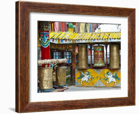 Tibetan Buddhist Prayer Wheels at Shuzheng Village, Sichuan Province, China-Charles Crust-Framed Photographic Print