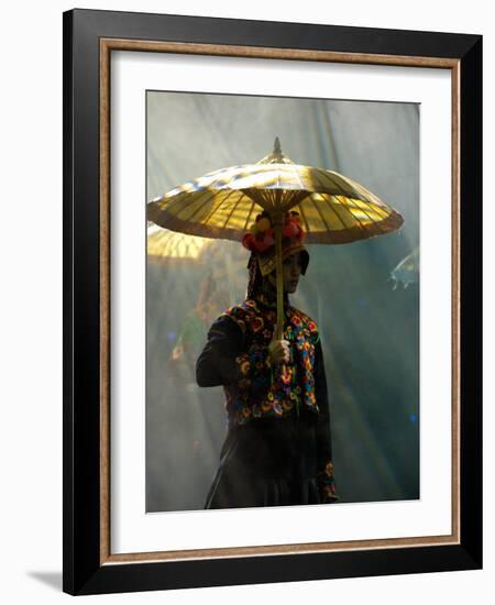 Tibetan Dance Performance, Deqin Tibetan Autonomous Prefecture, Yunnan Province, China-Pete Oxford-Framed Photographic Print