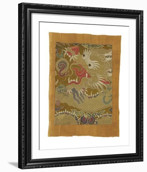 Tibetan Fragment, with Dragon-Oriental School -Framed Premium Giclee Print
