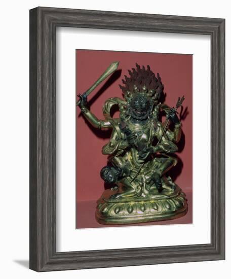 Tibetan gilt-bronze statuette of Mahakala. Artist: Unknown-Unknown-Framed Giclee Print