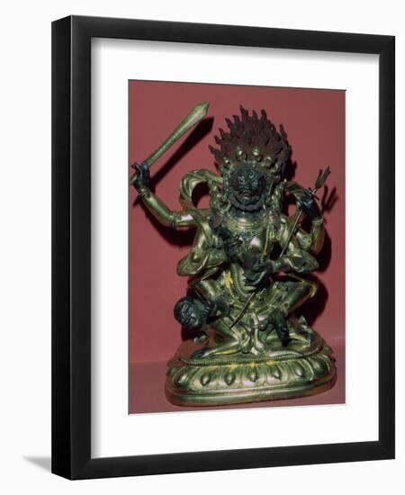 Tibetan gilt-bronze statuette of Mahakala. Artist: Unknown-Unknown-Framed Giclee Print