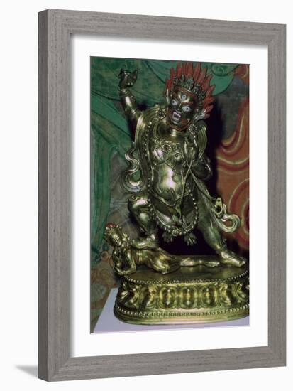 Tibetan gilt-bronze statuette of Vajrapani. Artist: Unknown-Unknown-Framed Giclee Print