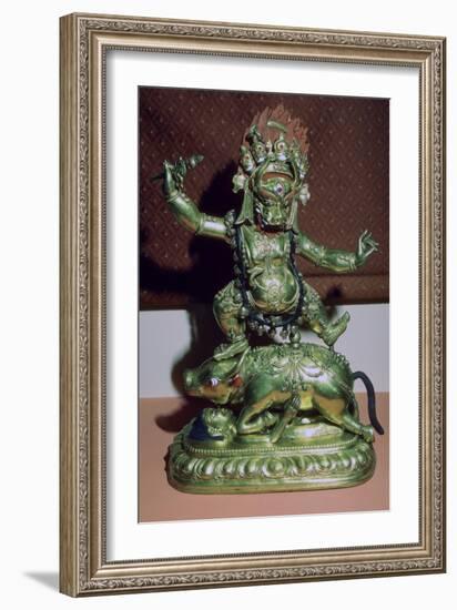 Tibetan gilt-bronze statuette of Yamer. Artist: Unknown-Unknown-Framed Giclee Print