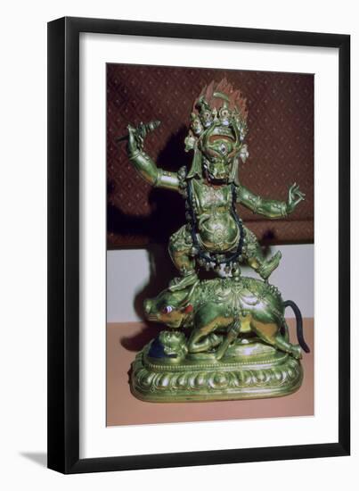 Tibetan gilt-bronze statuette of Yamer. Artist: Unknown-Unknown-Framed Giclee Print