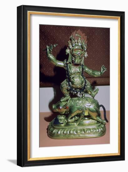 Tibetan gilt-bronze statuette of Yamer. Artist: Unknown-Unknown-Framed Giclee Print