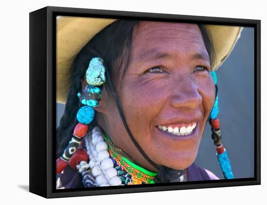 Tibetan Girl, Tibet, China-Keren Su-Framed Premier Image Canvas